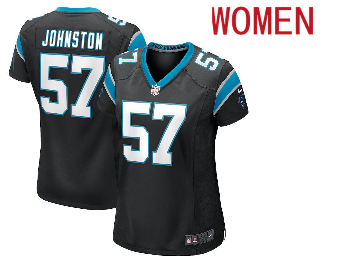 Women Carolina Panthers 57 Clay Johnston Nike Black Game NFL Jersey